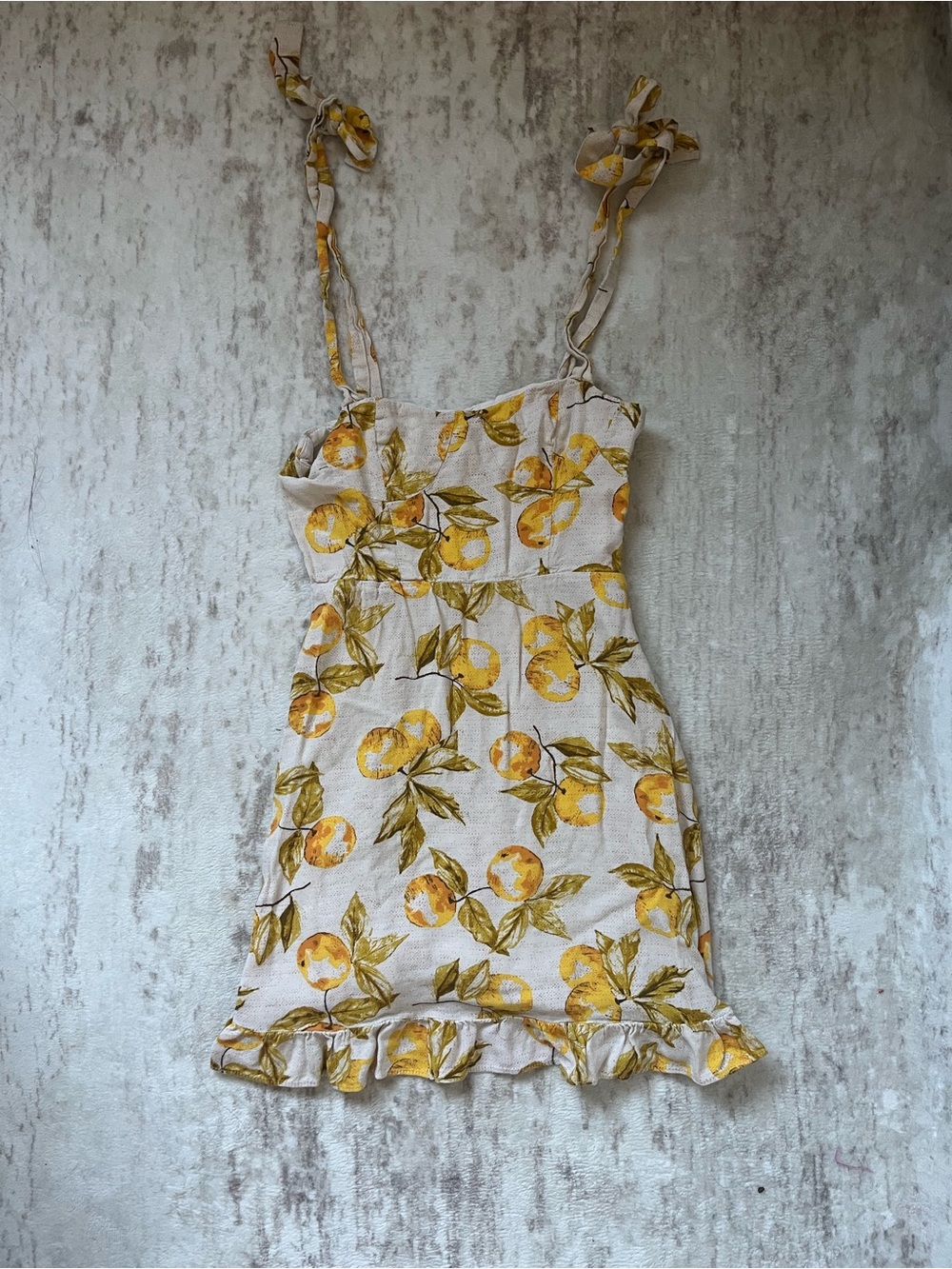 Urban Outfitters XS Lemon Print Tie Strap Mini Sundress